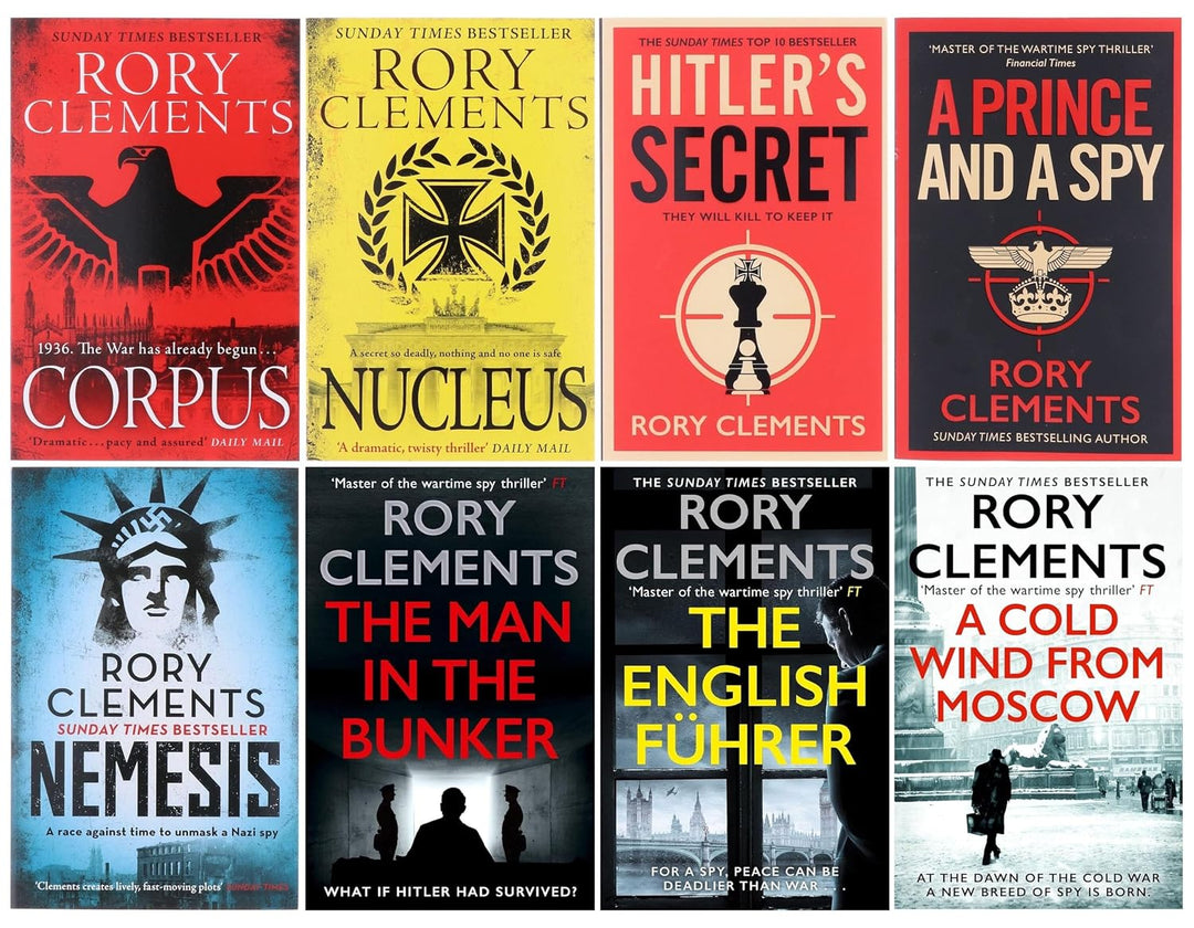 Tom Wilde Series 8 Books Collection Set By Rory Clements (Corpus, Nucleus, Nemesis, Hitler's Secret, A Prince and a Spy, The Man in the Bunker, The English Führer and A Cold Wind From Moscow)