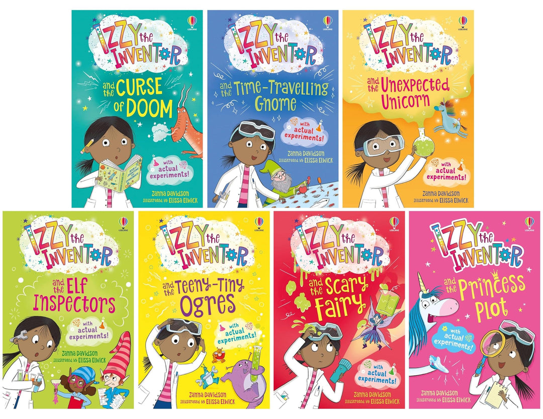 Izzy the Inventor Series By Zanna Davidson 7 Books Collection Set (Izzy the Inventor: Unexpected Unicorn, Curse of Doom, Time Travelling Gnome, Princess Plot AND MORE!)
