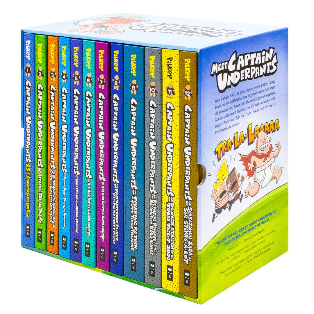 Captain Underpants Series 12 Books Collection Set by Dav Pilkey (Books 1-12) - Hardcover