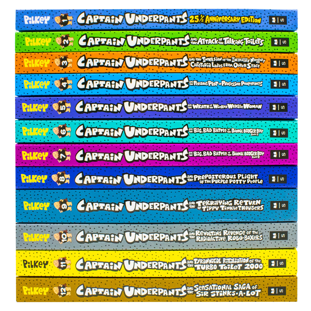 Captain Underpants Series 12 Books Collection Set by Dav Pilkey (Books 1-12) - Hardcover