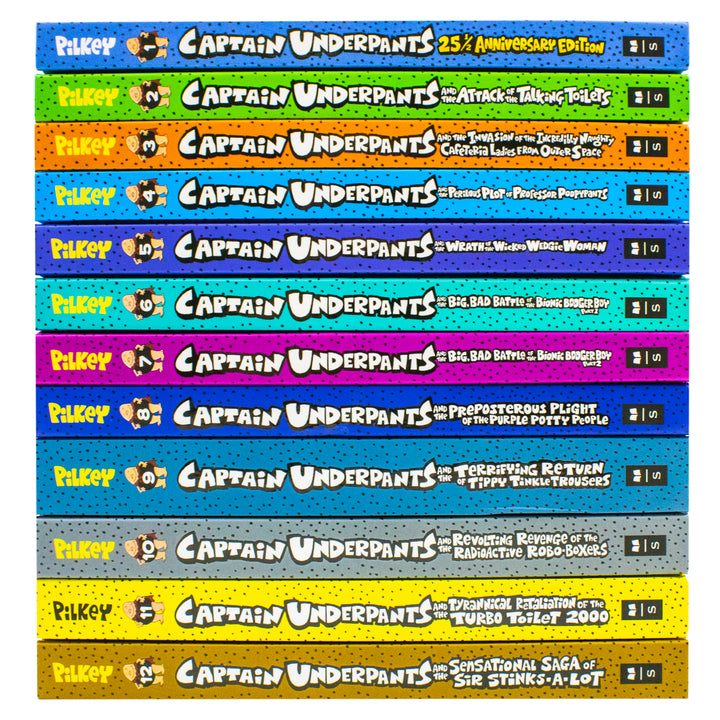 Captain Underpants Series 12 Books Collection Set by Dav Pilkey (Books 1-12) - Hardcover