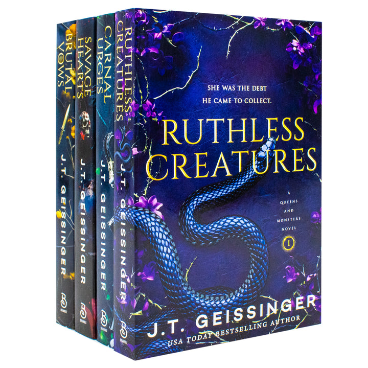 Queens and Monsters Series by J. T. Geissinger 4 Books Collection Set (Ruthless Creatures, Carnal Urges, Savage Hearts and Brutal Vows)