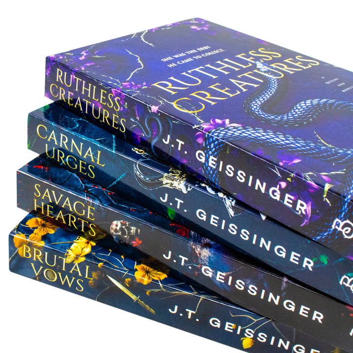 Queens and Monsters Series by J. T. Geissinger 4 Books Collection Set (Ruthless Creatures, Carnal Urges, Savage Hearts and Brutal Vows)