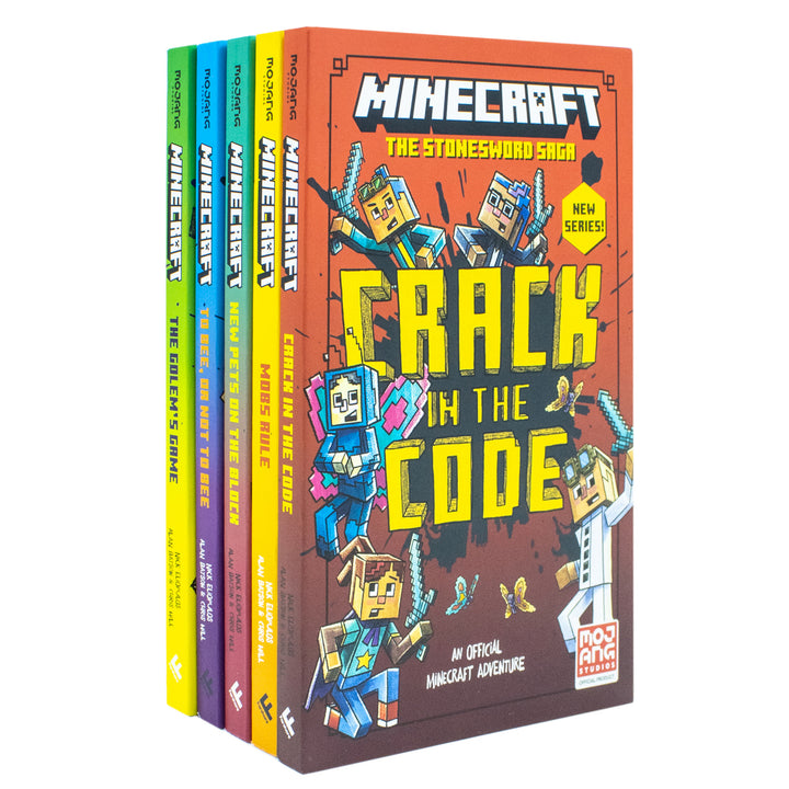 Minecraft Stonesword Saga Series 5 Books Collection Set | Crack in the Code!, Mobs Rule!,New Pets On The Block,To Bee Or Not to Bee!,The Golem’s Game