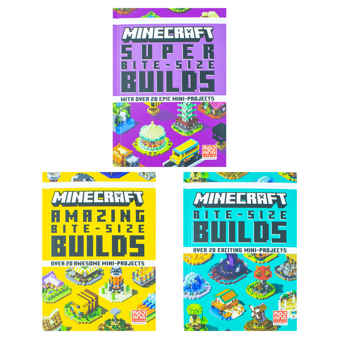 Minecraft Bite Size Builds Slipcase  3 Books Set  The official collection of illustrated mini projects with over 60 fun builds: great for gamers of all ages and abilities