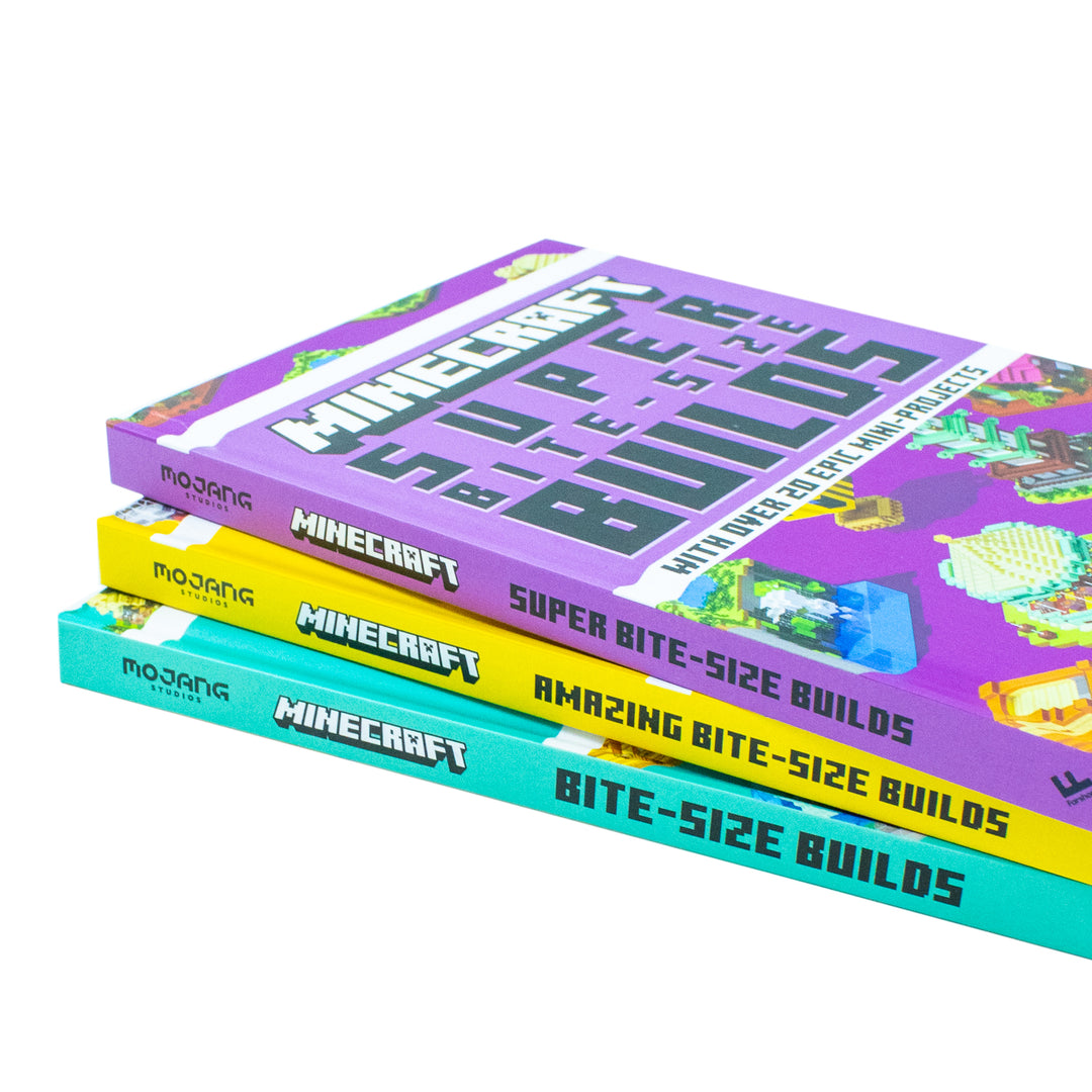 Minecraft Bite Size Builds Slipcase  3 Books Set  The official collection of illustrated mini projects with over 60 fun builds: great for gamers of all ages and abilities