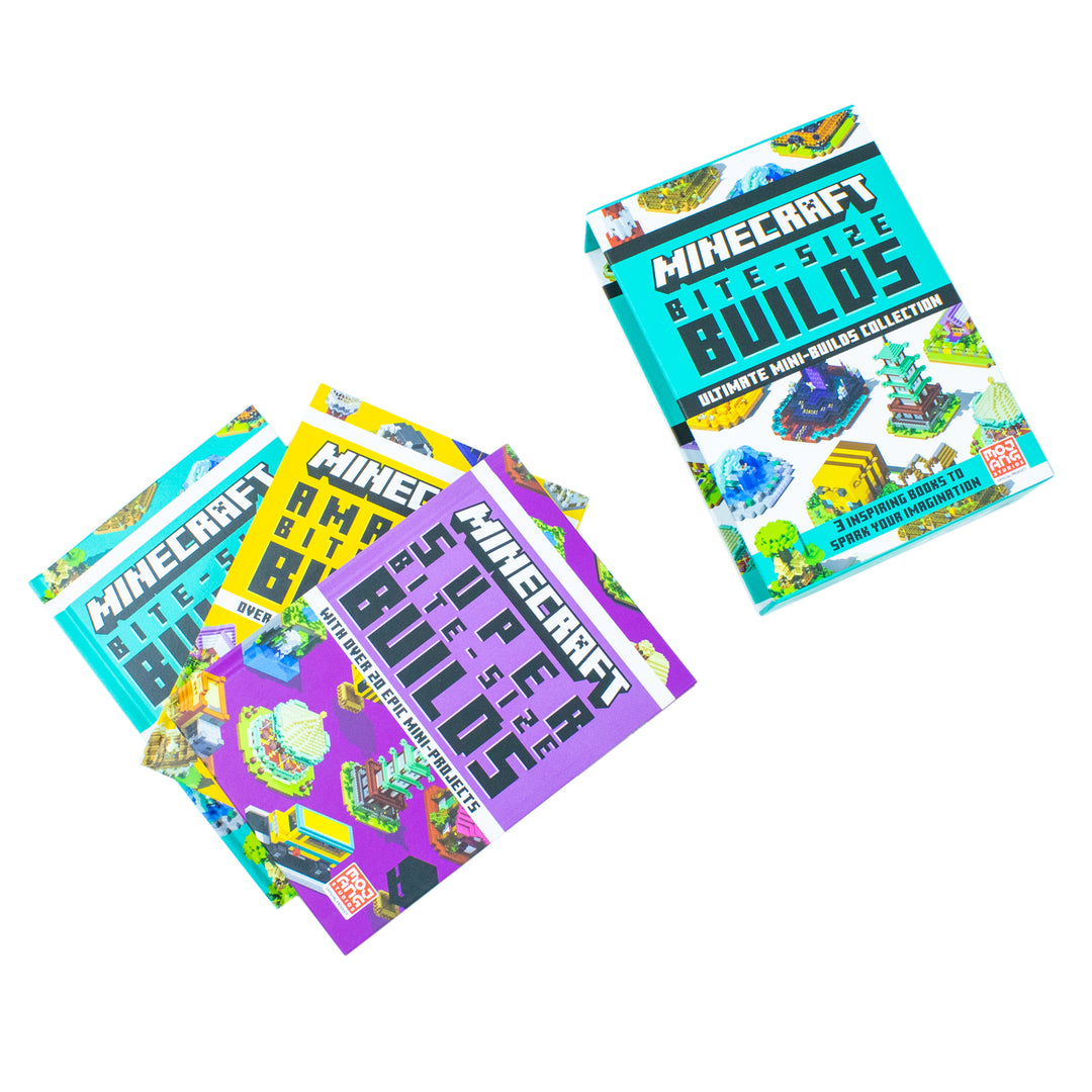 Minecraft Bite Size Builds Slipcase  3 Books Set  The official collection of illustrated mini projects with over 60 fun builds: great for gamers of all ages and abilities