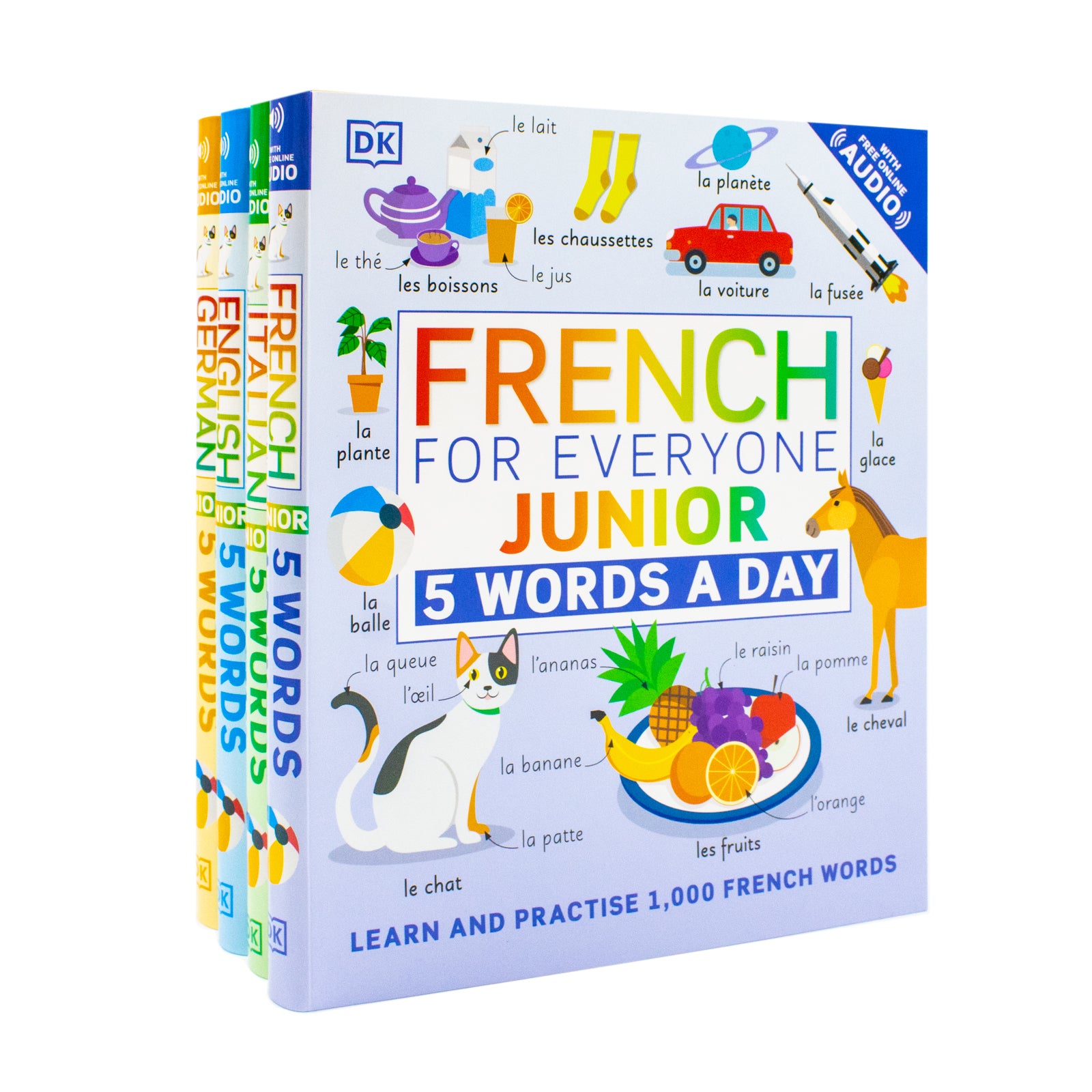 5 Words a Day series 4 Books Collection Set By DK (French for Everyone ...