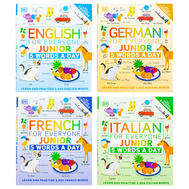 5 Words a Day series 4 Books Collection Set By DK (French for Everyone ...