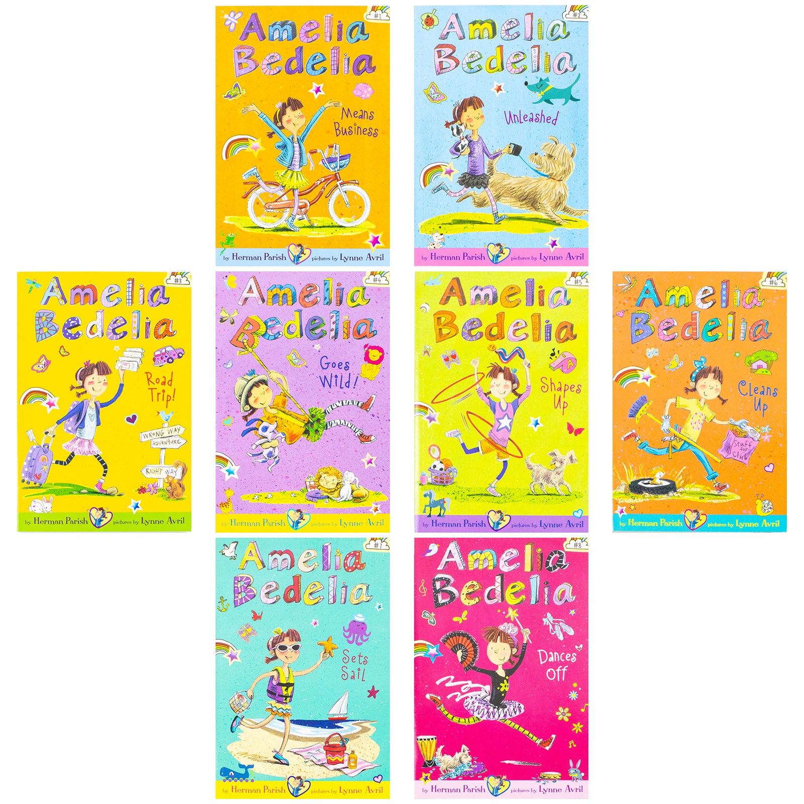 Amelia Bedelia 8 Book Collection Set by Hermin Parish (Dances Off