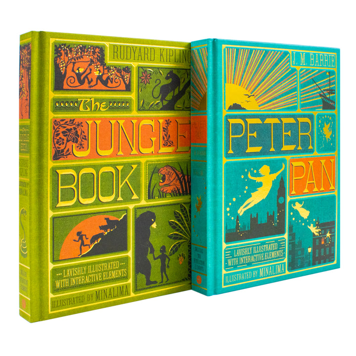 The Jungle Book By Rudyard Kipling and Peter Pan By J. M Barrie (Minalima Edition) 2 Books Collection Set
