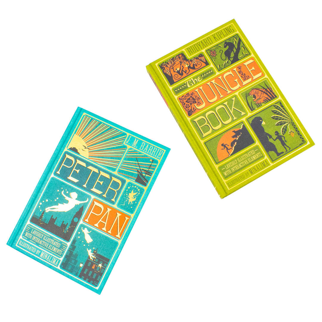 The Jungle Book By Rudyard Kipling and Peter Pan By J. M Barrie (Minalima Edition) 2 Books Collection Set