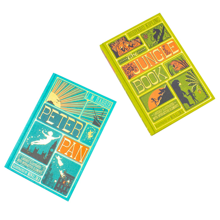 The Jungle Book By Rudyard Kipling and Peter Pan By J. M Barrie (Minalima Edition) 2 Books Collection Set