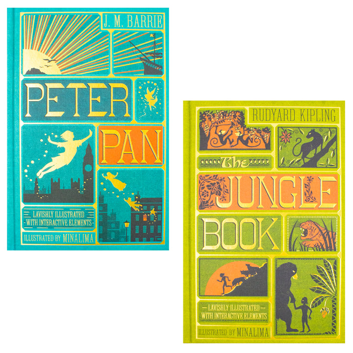 The Jungle Book By Rudyard Kipling and Peter Pan By J. M Barrie (Minalima Edition) 2 Books Collection Set