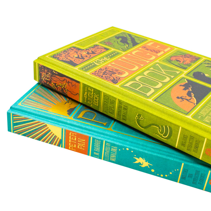 The Jungle Book By Rudyard Kipling and Peter Pan By J. M Barrie (Minalima Edition) 2 Books Collection Set
