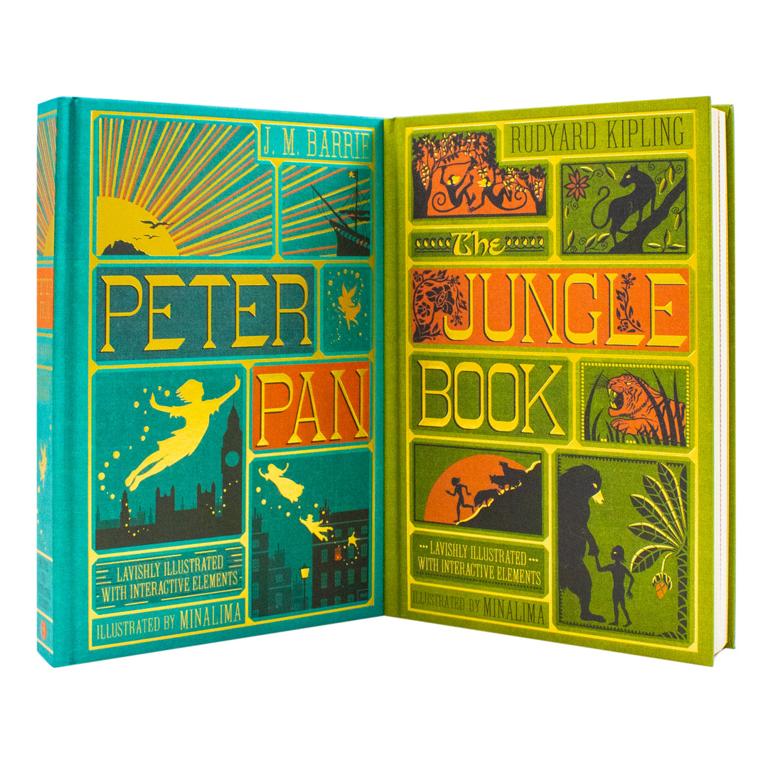 The Jungle Book By Rudyard Kipling and Peter Pan By J. M Barrie (Minalima Edition) 2 Books Collection Set