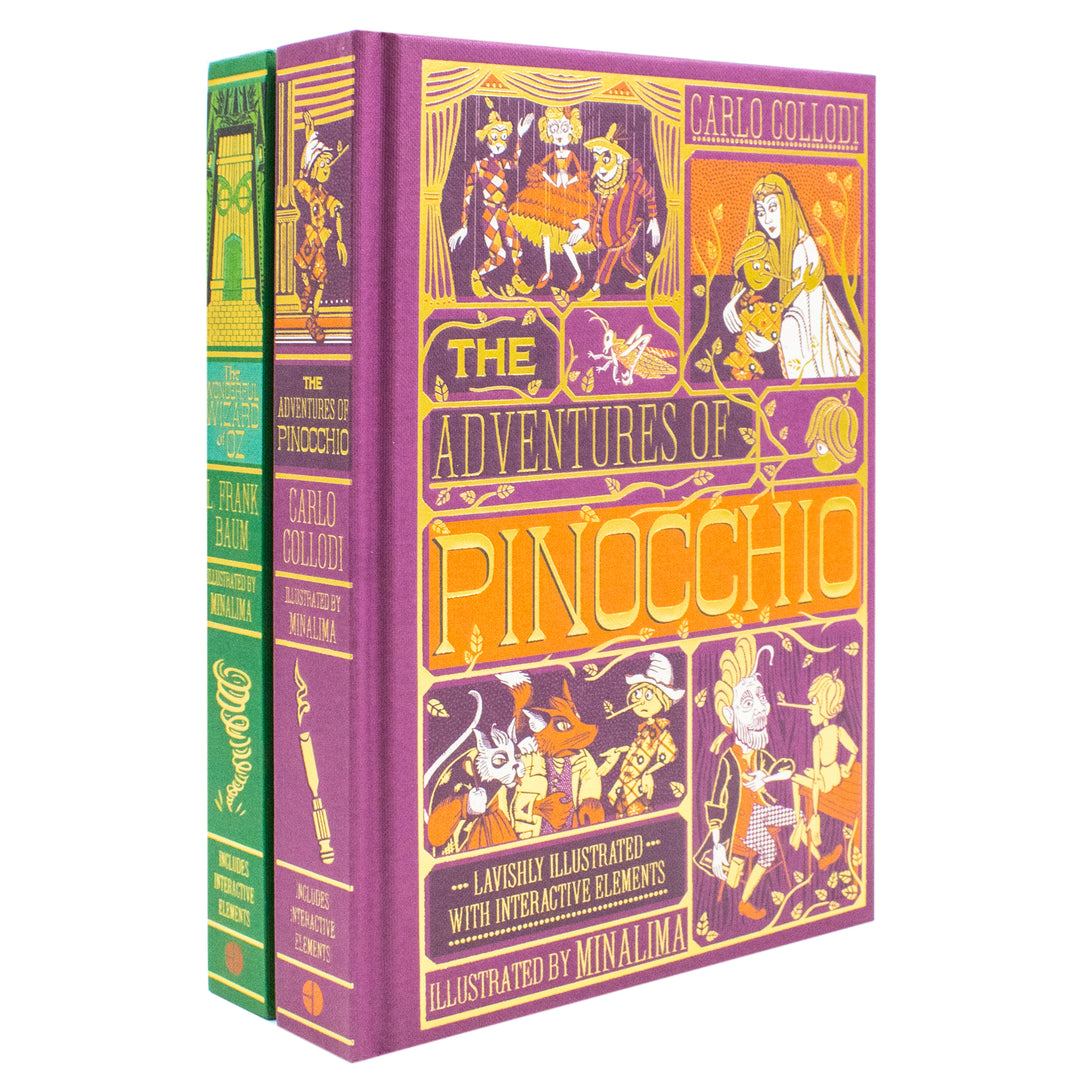The Wonderful Wizard of Oz By L. Frank Baum and The Adventures of Pinocchio By Carlo Collodi (MinaLima Edition) 2 Books Collection Set