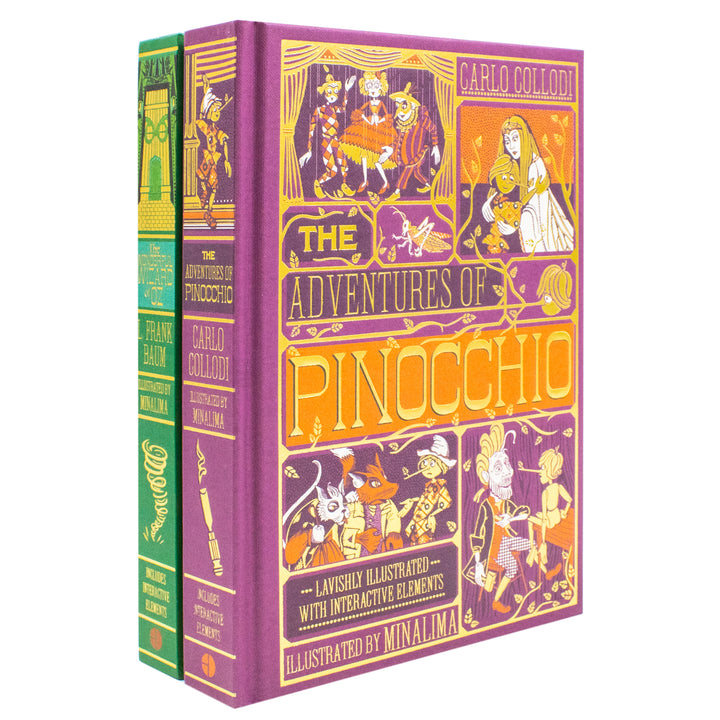The Wonderful Wizard of Oz By L. Frank Baum and The Adventures of Pinocchio By Carlo Collodi (MinaLima Edition) 2 Books Collection Set