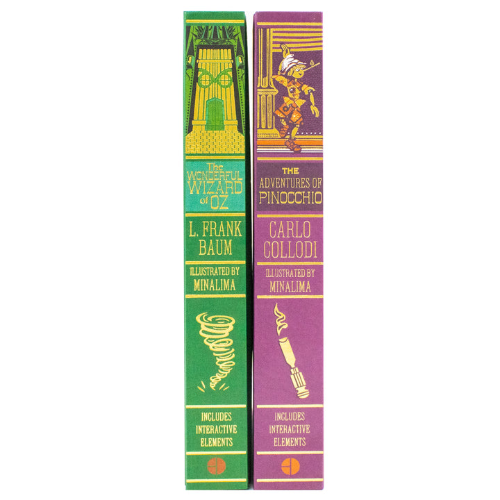 The Wonderful Wizard of Oz By L. Frank Baum and The Adventures of Pinocchio By Carlo Collodi (MinaLima Edition) 2 Books Collection Set