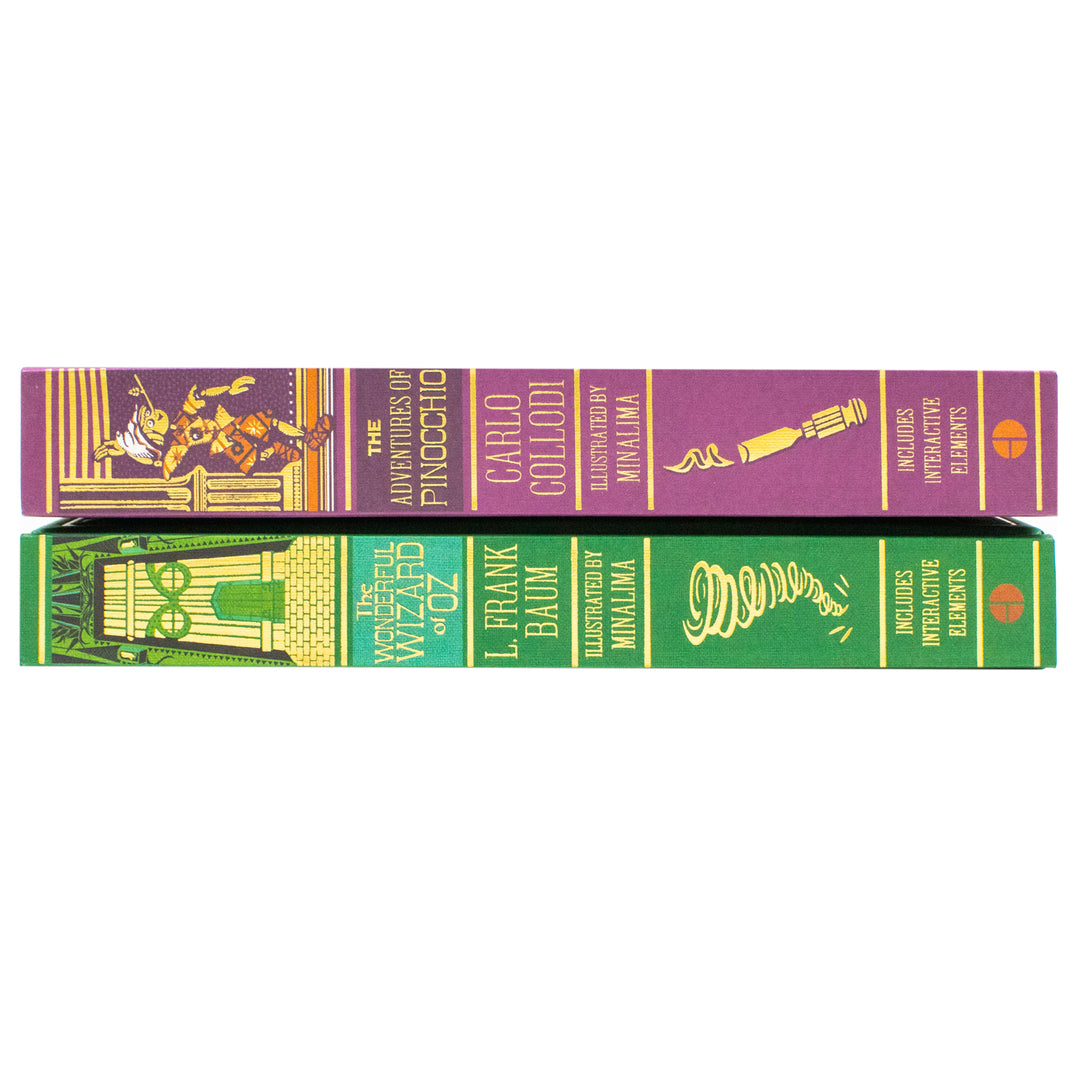 The Wonderful Wizard of Oz By L. Frank Baum and The Adventures of Pinocchio By Carlo Collodi (MinaLima Edition) 2 Books Collection Set