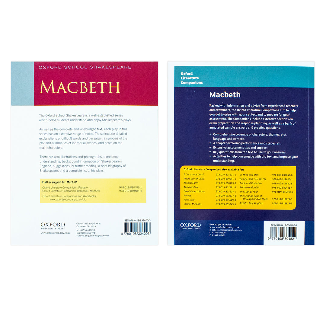 Oxford School William Shakespeare Macbeth and Macbeth Oxford Literature Companions 2 Books Collection Set