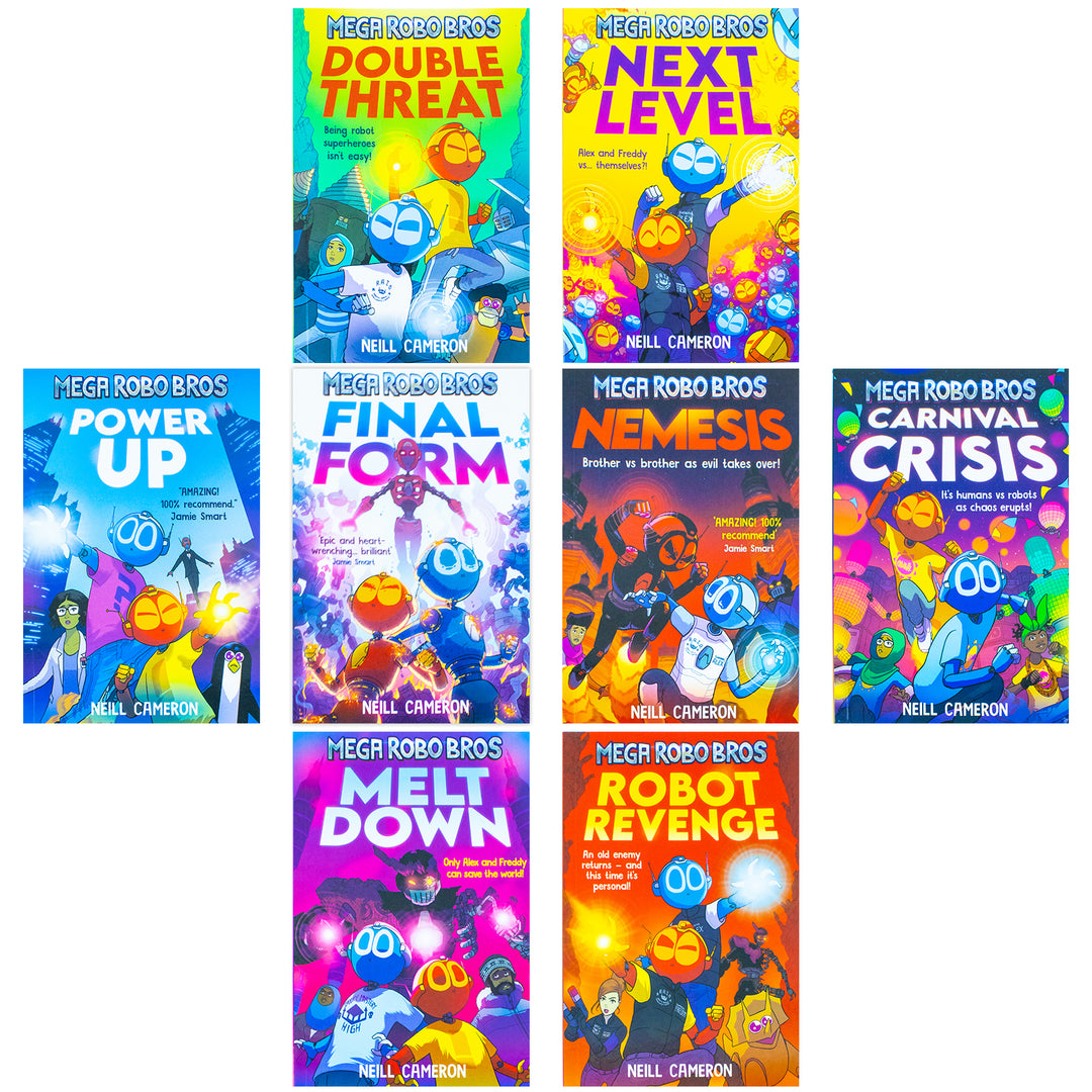 Mega Robo Bros 1–8 Book Set by Neil Cameron | Kids Sci-Fi Adventure Series with Robots, Fun Stories, Technology & Imagination for Young Readers