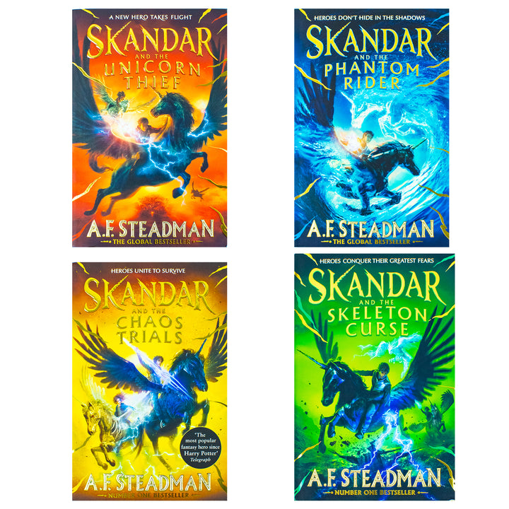 Skandar Series 4 Books Collection Set By A.F. Steadman (Skandar and the Chaos Trials, Skandar and the Phantom Rider, Skandar and the Unicorn Thief and Skandar and the Skeleton Curse)
