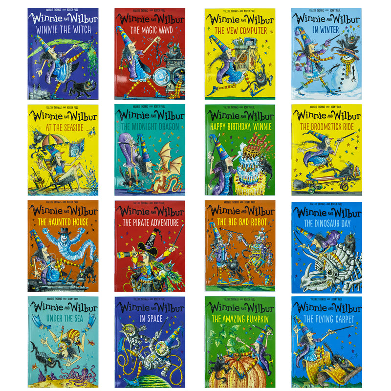 Winnie the witch and Wilbur Series 16 Books Bag Collection Set By Valerie Thomas Pack