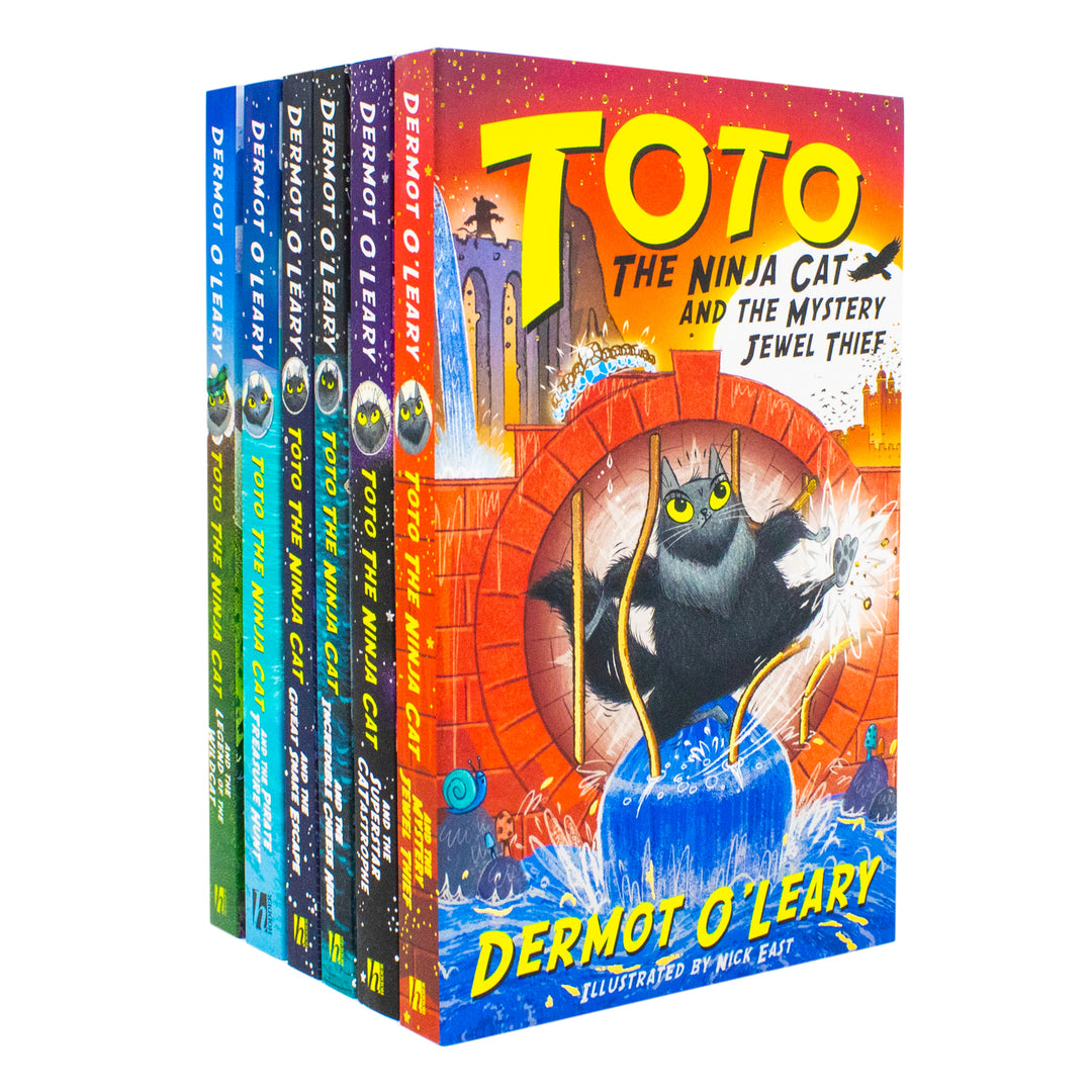 Toto the Ninja Cat Series by Dermot O'Leary 6 Books Collection Set (Mystery Jewel Thief, Legend of the Wildcat, Great Snake Escape, Incredible Cheese Heist, Superstar Catastrophe and Pirate Treasure Hunt) | Paperback