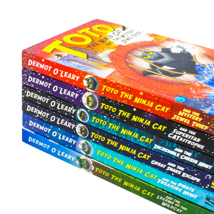 Toto the Ninja Cat Series by Dermot O'Leary 6 Books Collection Set (Mystery Jewel Thief, Legend of the Wildcat, Great Snake Escape, Incredible Cheese Heist, Superstar Catastrophe and Pirate Treasure Hunt) | Paperback