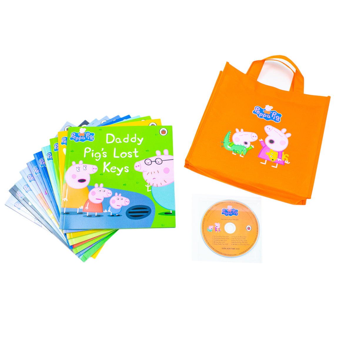 正規品 新品 Peppa Pig 10冊 大きい絵本 CD付 幼児 洋書 英語 The Peppa Pig Collection 10-Book Set In A Orange Gift Bag with