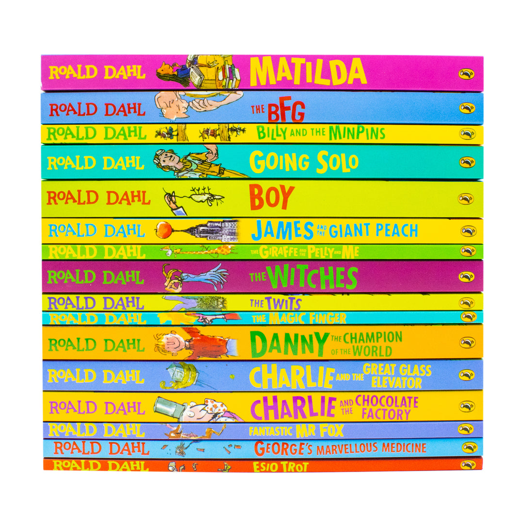 Roald Dahl Collection 16 Book Set – BFG, Matilda, Witches, Twits – Classic Children's Fiction, Kids Adventure Book Age 8+, Bedtime & Fun Reading