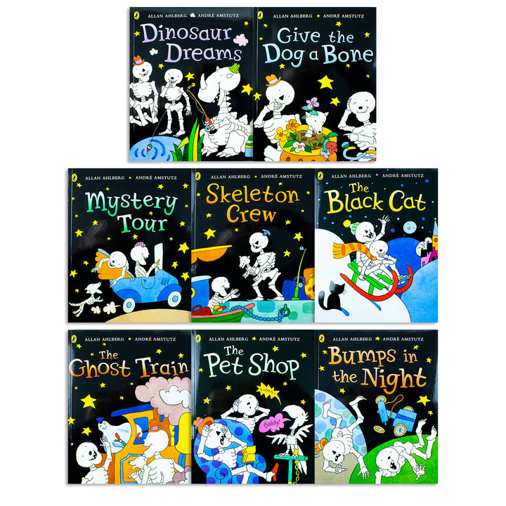 Funny Bones Collection by Allan Ahlberg – 8 Book Set | Spooky & Funny Children's Stories, Skeleton Adventures, Ghost Train, Humor & Classic Reading