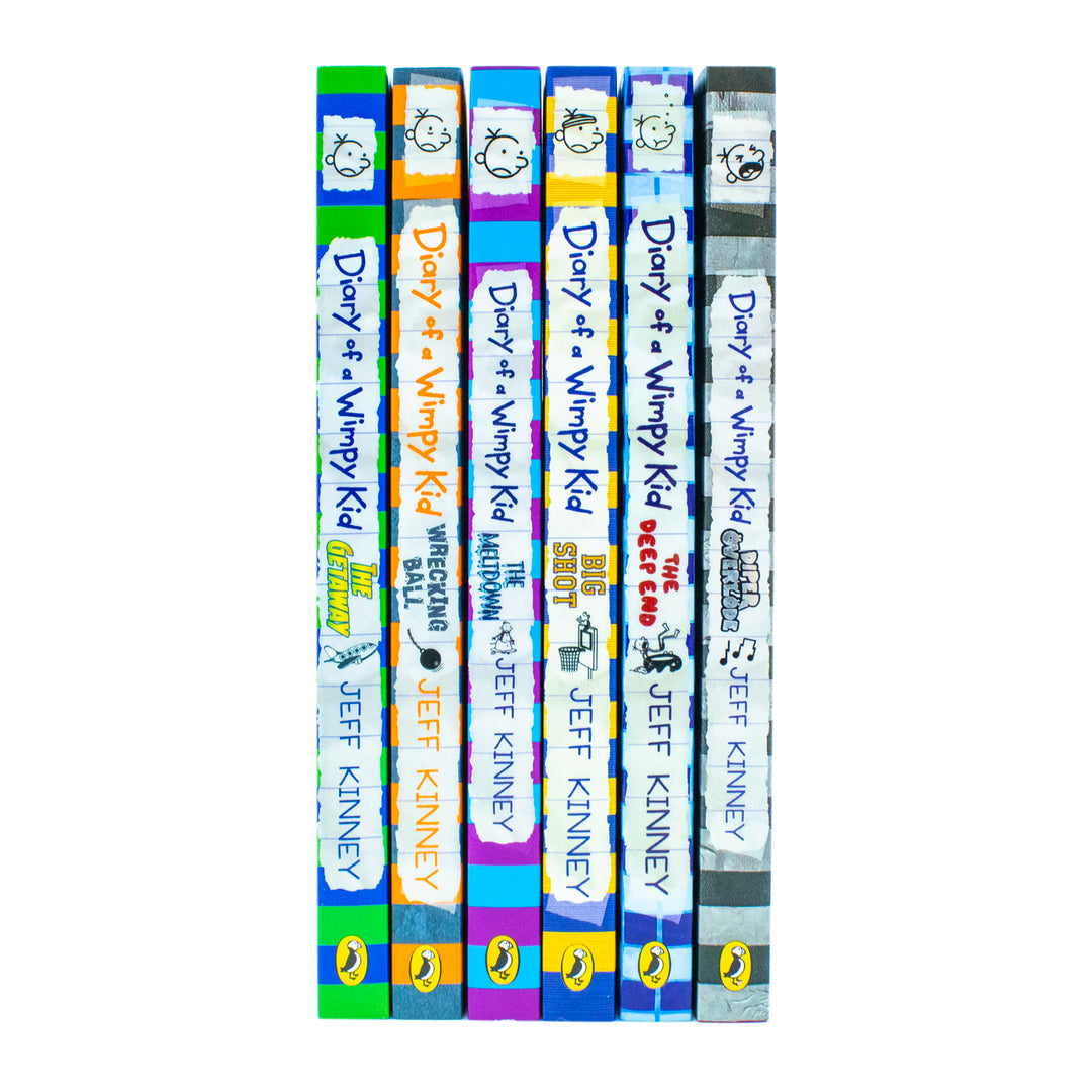 Diary of a Wimpy Kid (Book 12-17) 6 Books Collection Set (The Getaway, The Meltdown, Wrecking Ball, The Deep End, Big Shot & Diper Överlöde