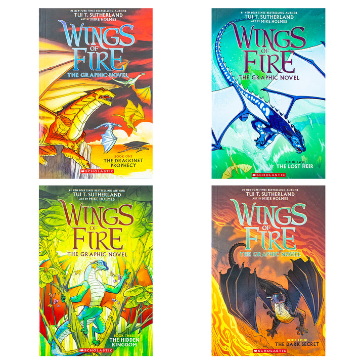 Wings of Fire Graphic Novel Box Set – 4 Fantasy Books by Tui T. Sutherland for Kids & Young Readers, Full of Dragons, Fun & Middle Grade Reading