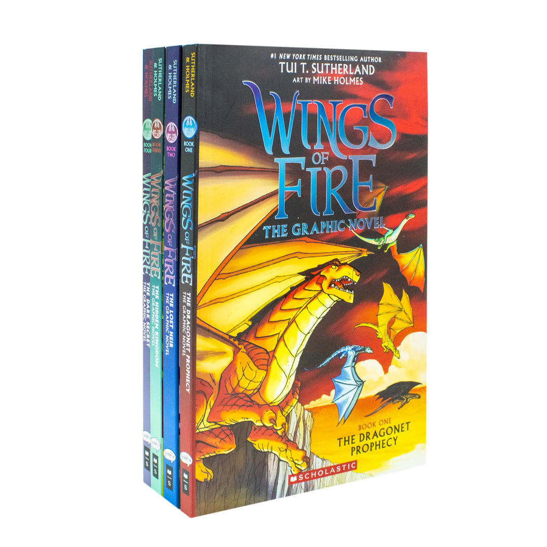 Wings of Fire Graphic Novel Box Set – 4 Fantasy Books by Tui T. Sutherland for Kids & Young Readers, Full of Dragons, Fun & Middle Grade Reading