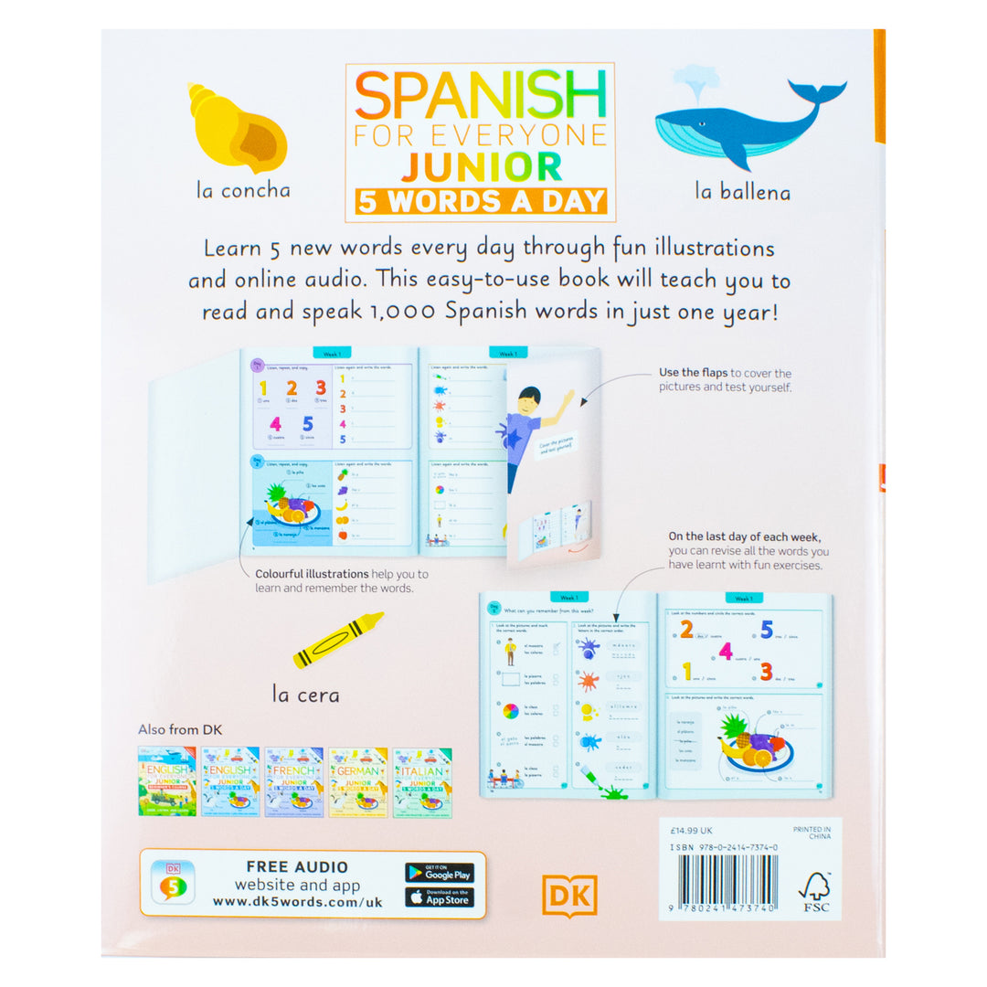 Spanish for Everyone Junior 5 Words a Day: Learn and Practise 1,000 Spanish Words