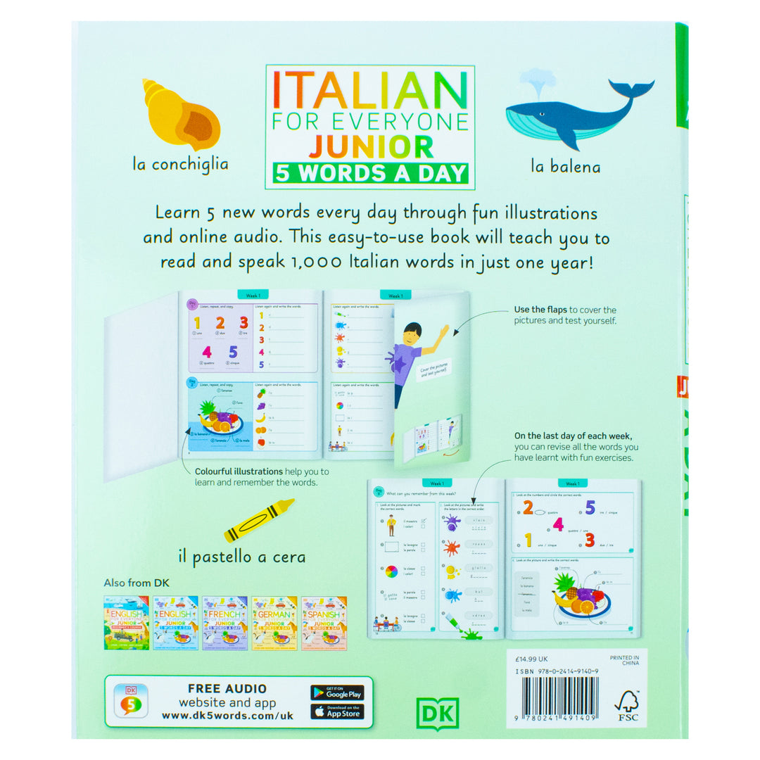 Italian for Everyone Junior 5 Words a Day: Learn and Practise 1,000 Italian Words