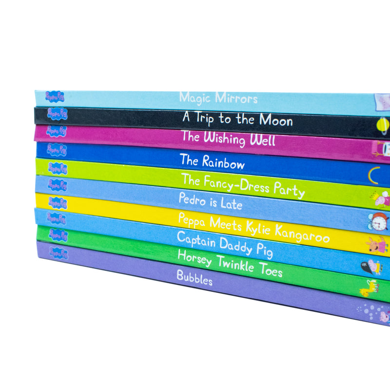 Peppa Pig Peppas Magical Box of Books 10 Stories Collection Set (Bubbles, Horsey Twinkle Toes, Captain Daddy Pig, Peppa Meets Kylie Kangaroo, Pedro Is Late & More)