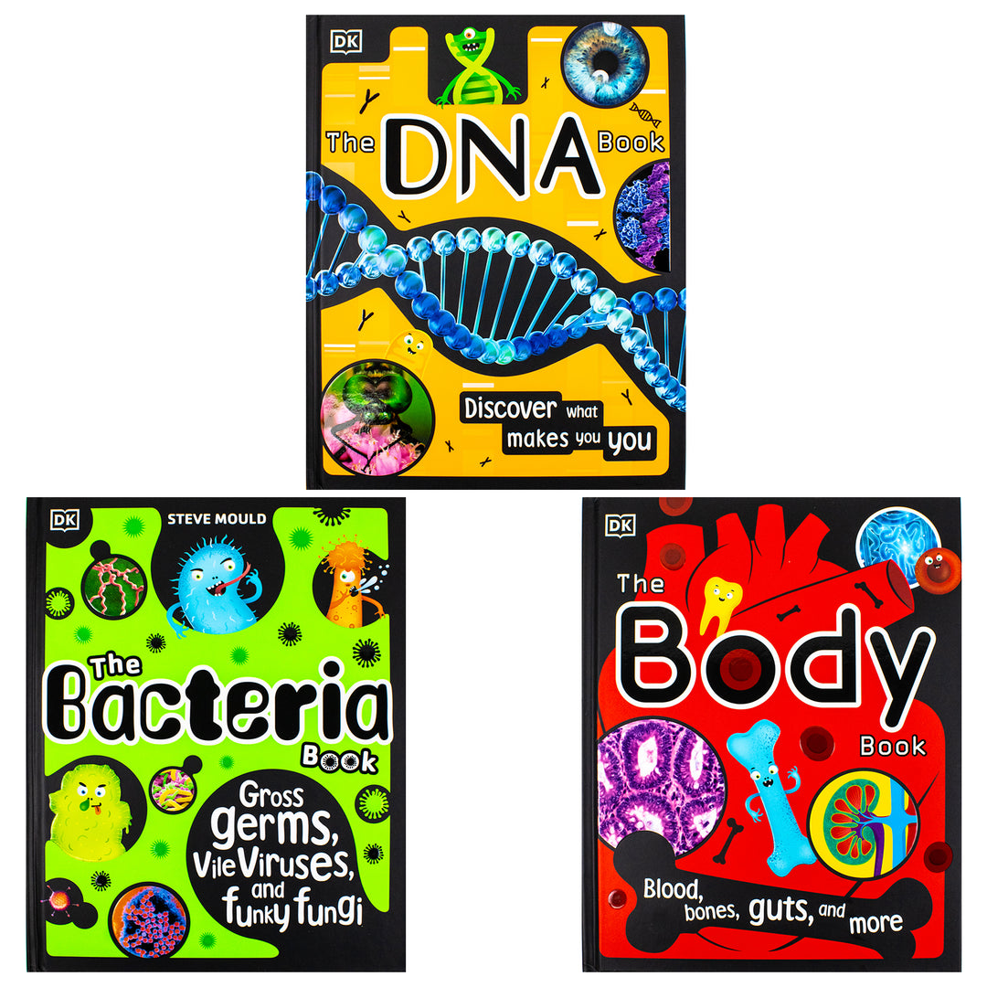 DK Seriously Brilliant Biology 3 books set by Steve Mould (The DNA Book, The Bacteria Book, The Body Book) | Hardback