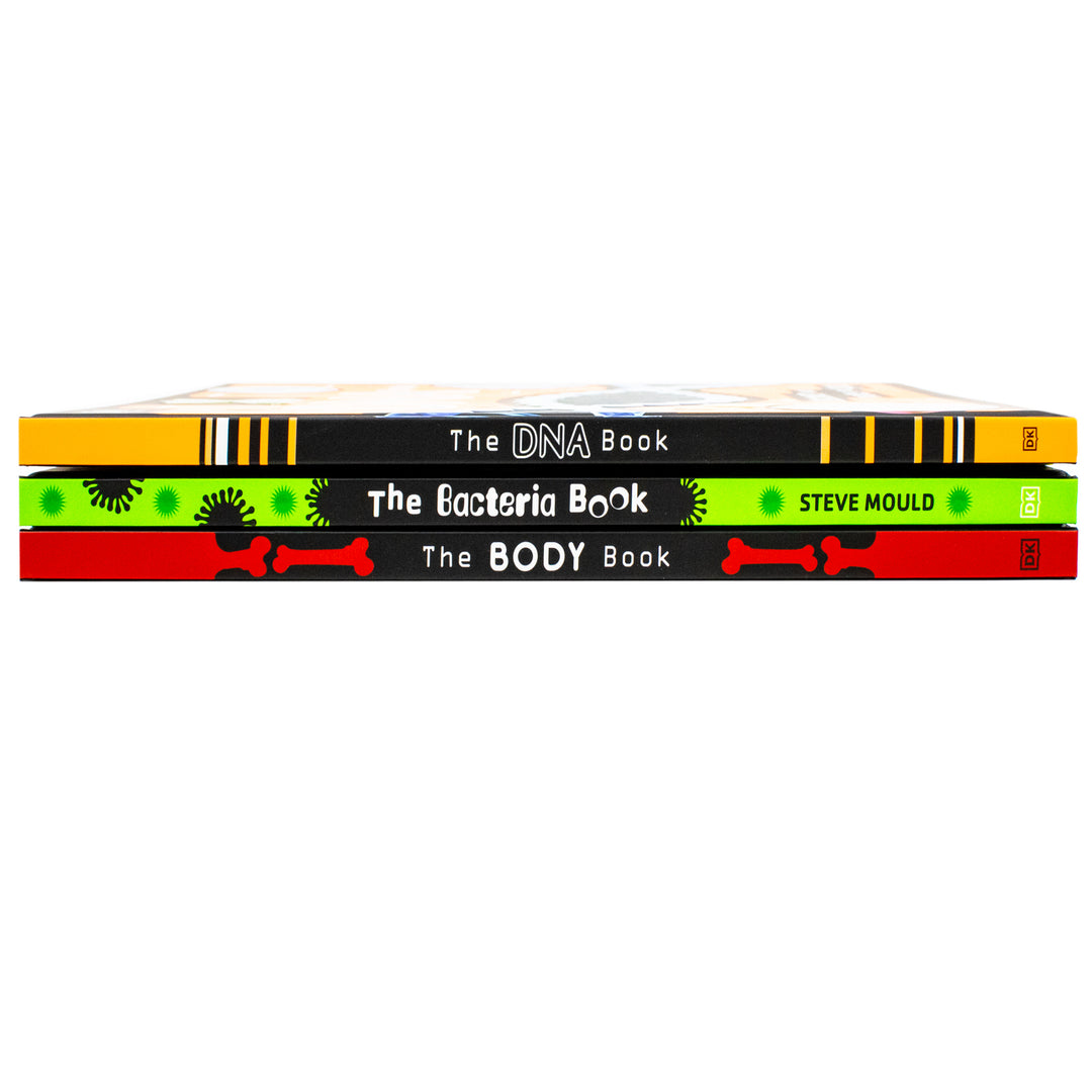 DK Seriously Brilliant Biology 3 books set by Steve Mould (The DNA Book, The Bacteria Book, The Body Book) | Hardback