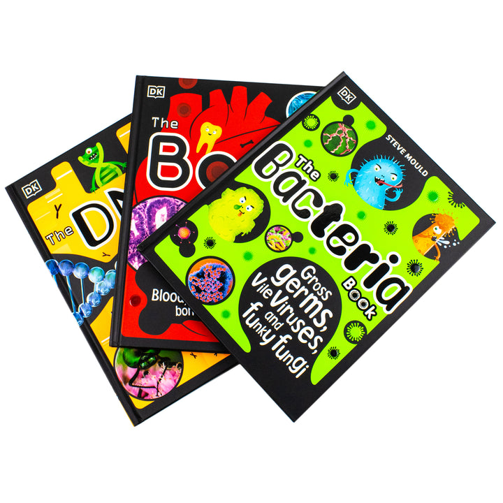 DK Seriously Brilliant Biology 3 books set by Steve Mould (The DNA Book, The Bacteria Book, The Body Book) | Hardback