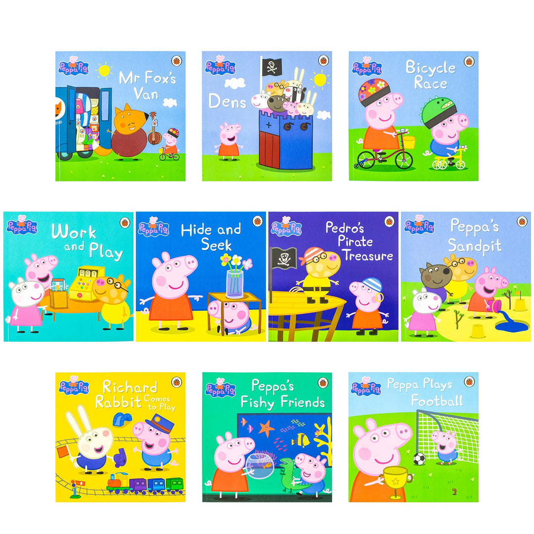 Peppa's Fun With Friends 10 Book Storybook Collection Set (Bicycle Race, Dens, Hide And Seek And More )