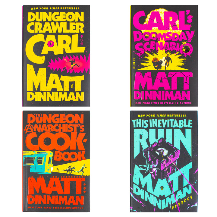 Dungeon Crawler Carl Series by Matt Dinniman 4 Books Collection Set (Dungeon Crawler Carl, Carl's Doomsday Scenario, The Dungeon Anarchist's Cookbook and This Inevitable Ruin) | Hardcover