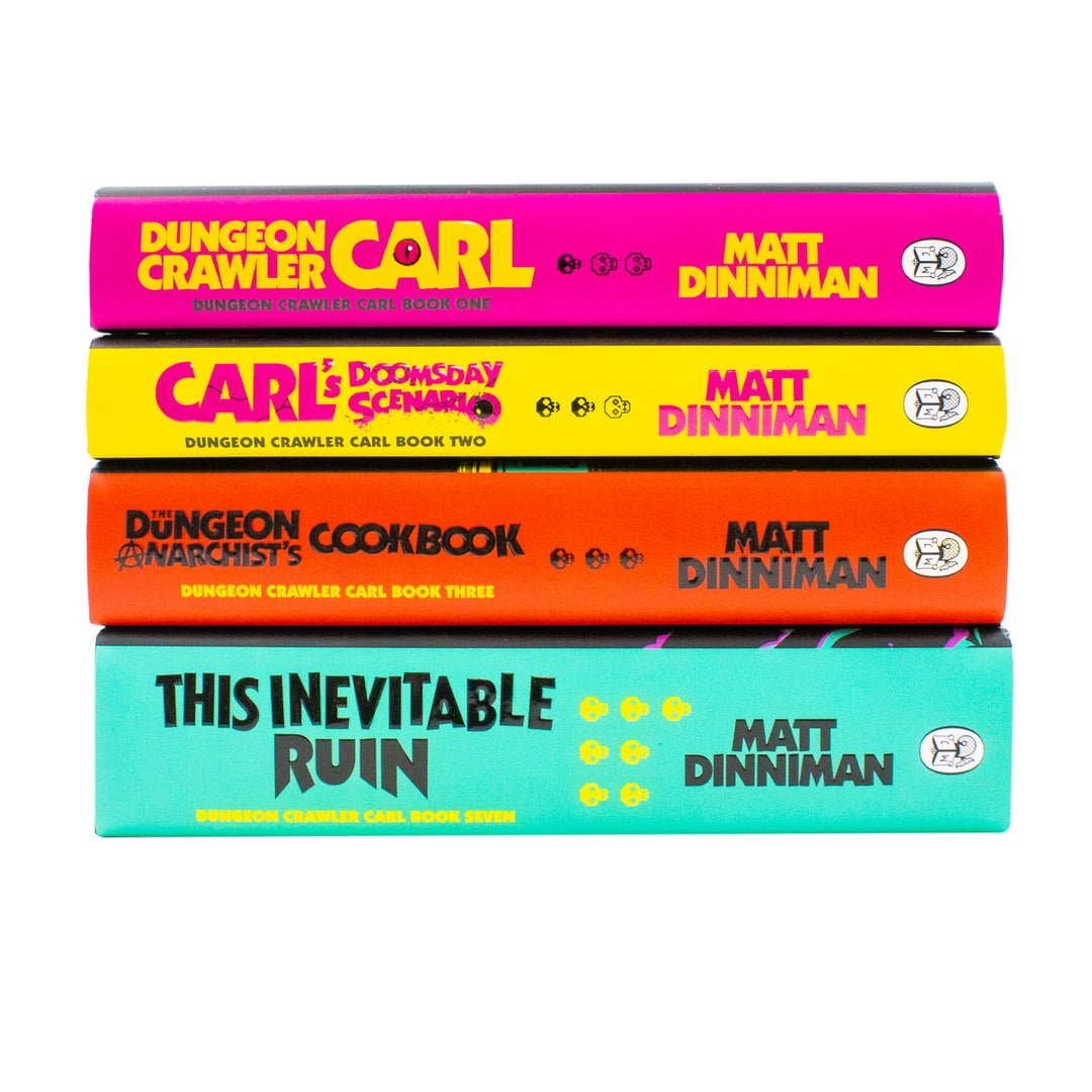Dungeon Crawler Carl Series by Matt Dinniman 4 Books Collection Set (Dungeon Crawler Carl, Carl's Doomsday Scenario, The Dungeon Anarchist's Cookbook and This Inevitable Ruin) | Hardcover
