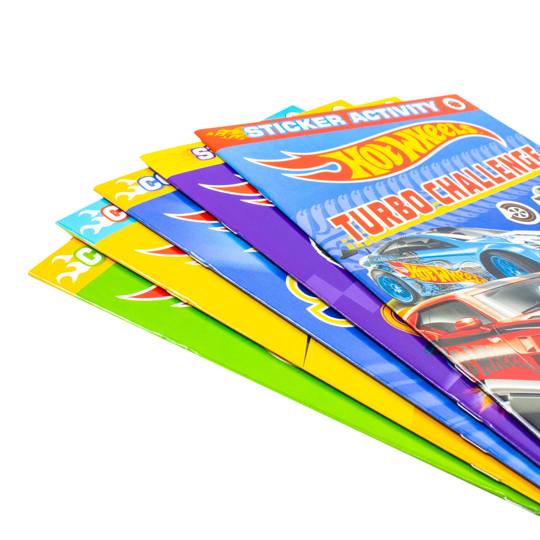 Hot Wheels Sticker Activity 5 Book Collection Set (Turbo Challenge, Criss Cross Crash, Built For Speed, Stunt Zone, Made To Race) | Paperback