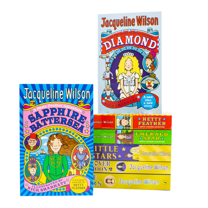 Jacqueline Wilson 7 Book Collection Set Hetty Feather Series (Heaty Feather, Sapphire Battersea, Emerald Star, Diamond, Little Star, Clover Moon, Rose Rivers) | Paperback
