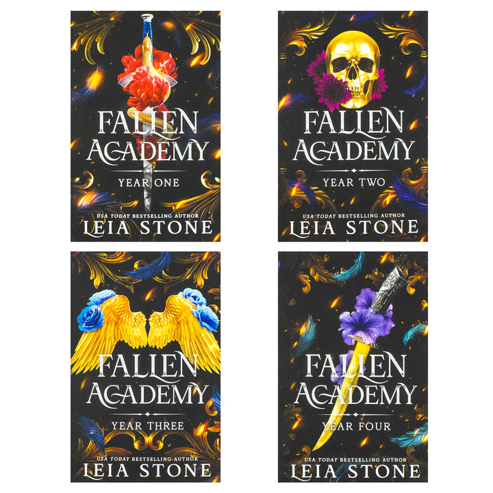 Fallen Academy Series Complete Collection 4 Books Set by Leia Stone (Year One, Year Two, Year Three, Year Four) – YA Fantasy, Angels vs Demons, Paranormal Romance