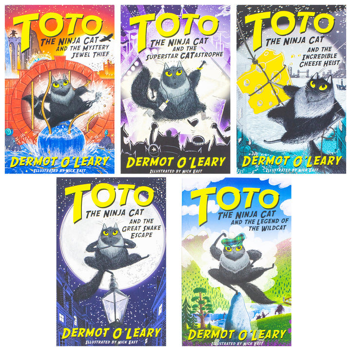 Toto the Ninja Cat 5 Book Collection by Dermot O'Leary| Mystery Jewel Thief, Legend of the Wildcat, Snake Escape & More |Fun Adventure & Heist Stories