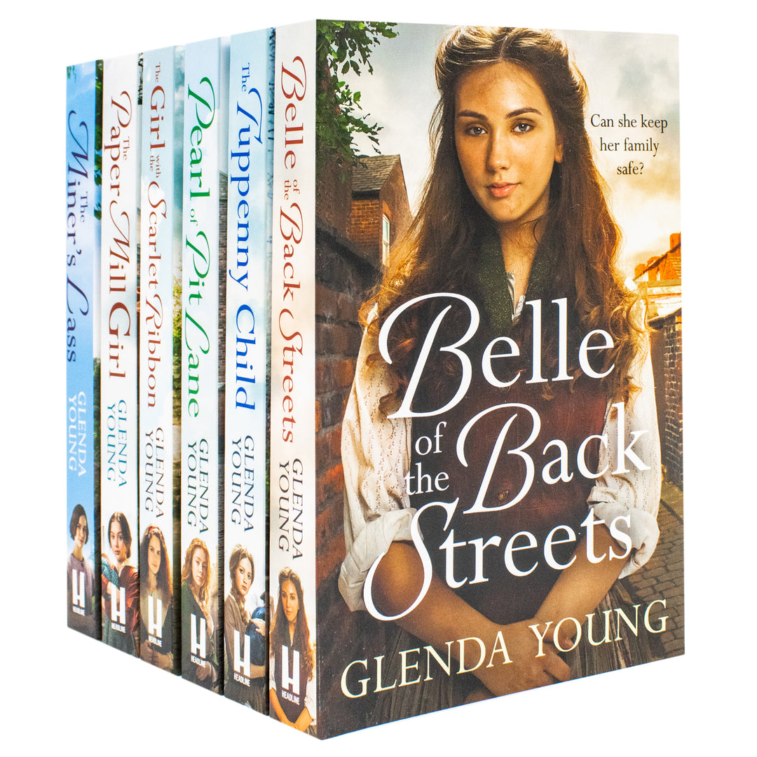 Glenda Young 6 Books Collection Set (The Paper Mill Girl, Belle of the Back Streets, The Tuppenny Child, Pearl of Pit Lane, The Girl with the Scarlet Ribbon, The Miner's Lass)